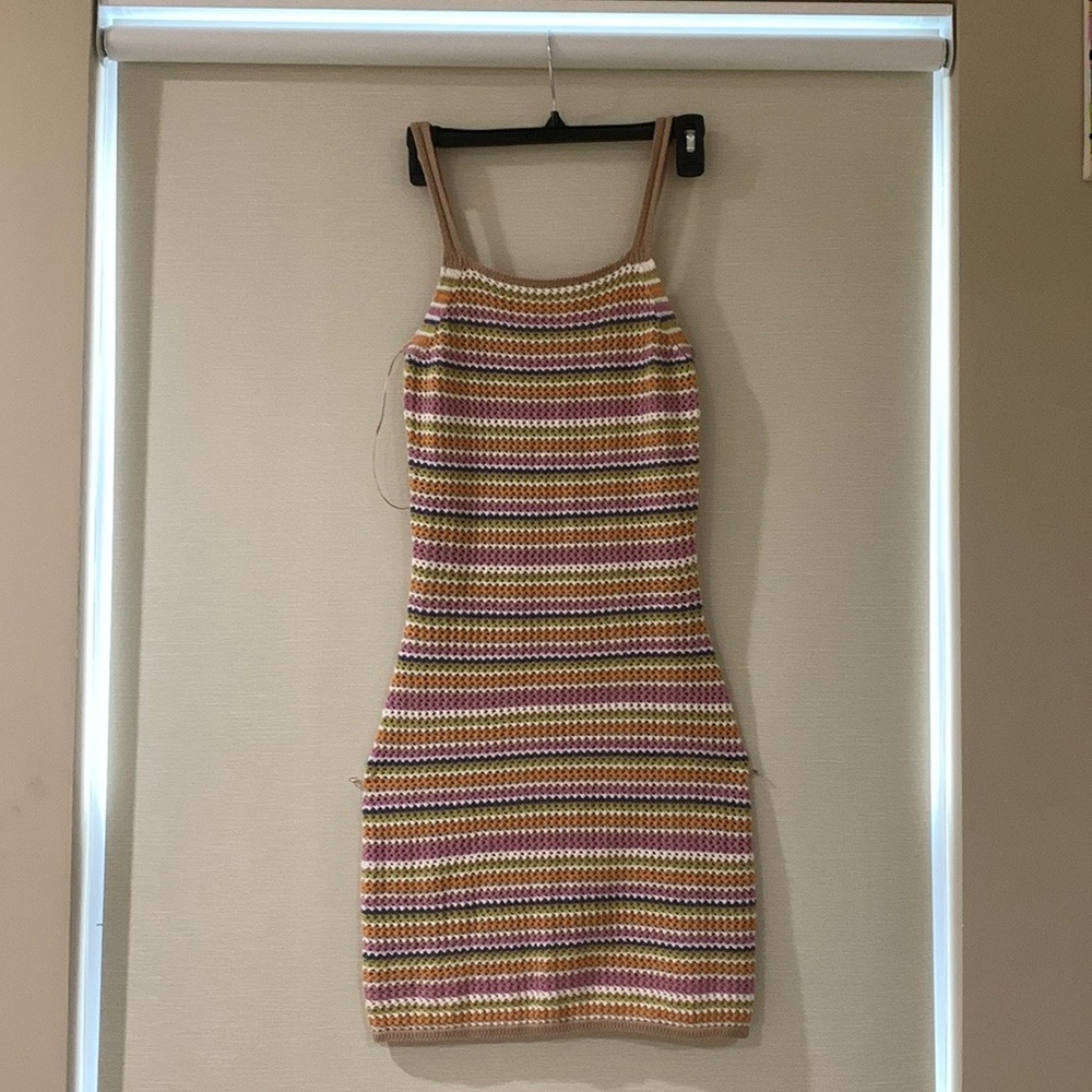 Knitted summer dress. Olive and Oak size xs, colourful beach dress.
